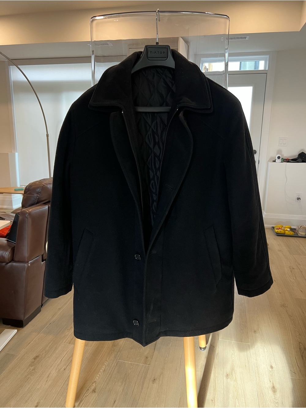 Ralph Lauren Black Quilted-Lined Pea Coat